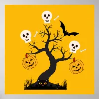 Halloween Skull Tree Poster