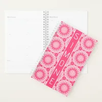 Cute Girly Pink White Art Deco Style Custom Name Planner