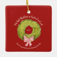 Wreath First Christmas Married Couple Keepsake  Ceramic Ornament