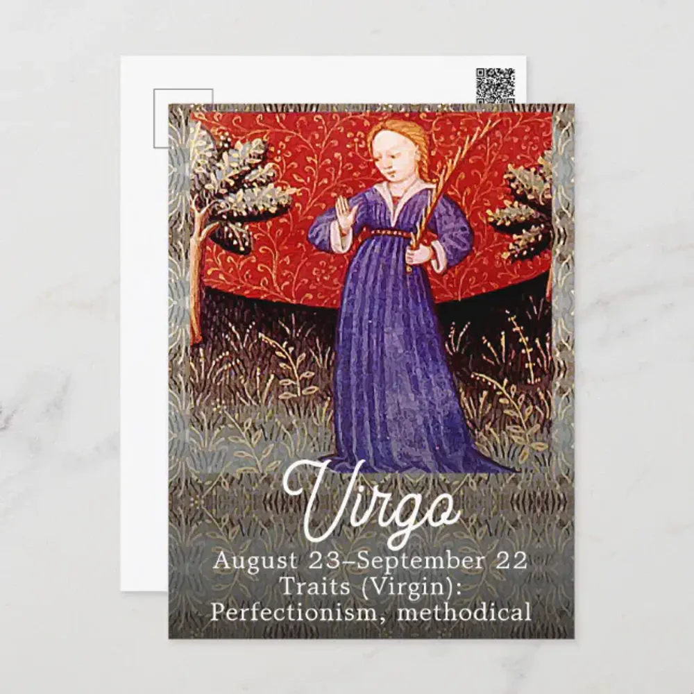 Virgo the Virgin Zodiac Sign Birthday Party Postcard