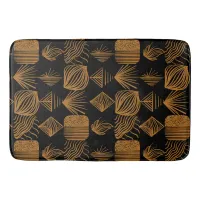 Bold Caribbean Tribal Mudcloth: Black, Gold Bath Mat