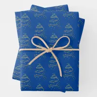 ..., Blue Christmas Tree Wrapping Paper Sheets