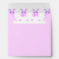 Cute Easter Bunnies Kindergarten Girls Pink Square Envelope