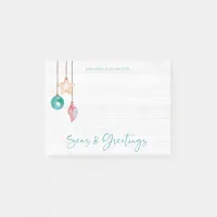 Teal Pink Seas and Greetings Seashell Ornament Post-it Notes