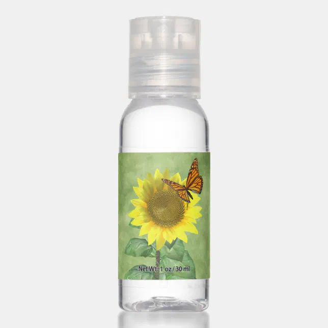 Pretty Yellow Sunflower and Orange Butterfly Hand Sanitizer