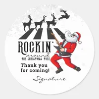 Rock N Roll Santa Rockin' Birthday Christmas Party Classic Round Sticker