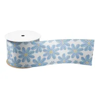 Blue Floral Pattern - Satin Ribbon