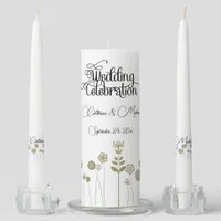 Elegant Timeless Soft Gold Floral Minimalism Unity Candle Set