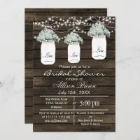 Barn wood babys Breath mason jarsbridal shower Invitation