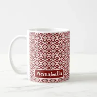 Geometric Mandala Red And White Christmas Name Coffee Mug