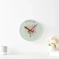 Colorful Flowers Rustic Floral Pretty Personalized Round Clock