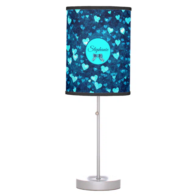 Vivid Blue Hearts Table Lamp