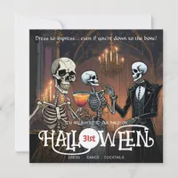 Elegant Skeleton Dress, Dance & Cocktail Halloween Invitation