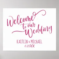 Brush Calligraphy Wedding Welcome Sign | Magenta