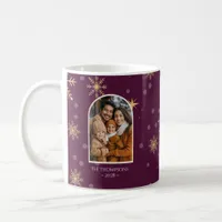 Modern Winter Snowflakes Photo Burgundy Christmas Coffee Mug