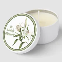 White Lilies Botanical Art Personalized  Mini Candle Favors