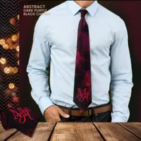 Black Cherry Red Monogram Neck Tie