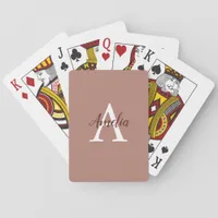 Stylish Cinnamon Monogram Playing Cards