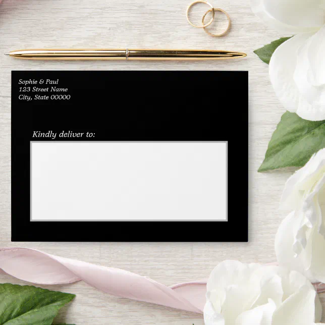 Black White Wedding Invitation Envelope