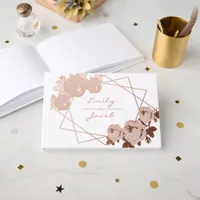 Elegant Rose Gold Foil Geometric Pattern Floral Foil Guest Book