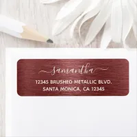 Brick Red Brushed Metallic Elegant Name Label