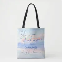 Shes On Cloud Nine Pastel Watercolor Bridal Shower Tote Bag