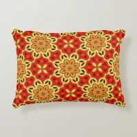 Red Yellow & Orange Mosaic Geometric Pattern Accent Pillow