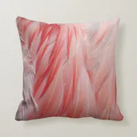 Greater Flamingo Coral Pink Wing Feathers Texture Throw Pillow