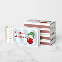 Red Cherry on Blue Checked Pattern Matchboxes