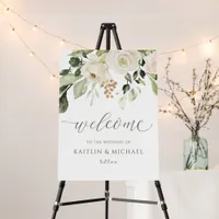 Elegant Wedding Welcome Sign Greenery White Floral