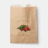 Watercolor Red Truck Vintage Christmas Favor Bag