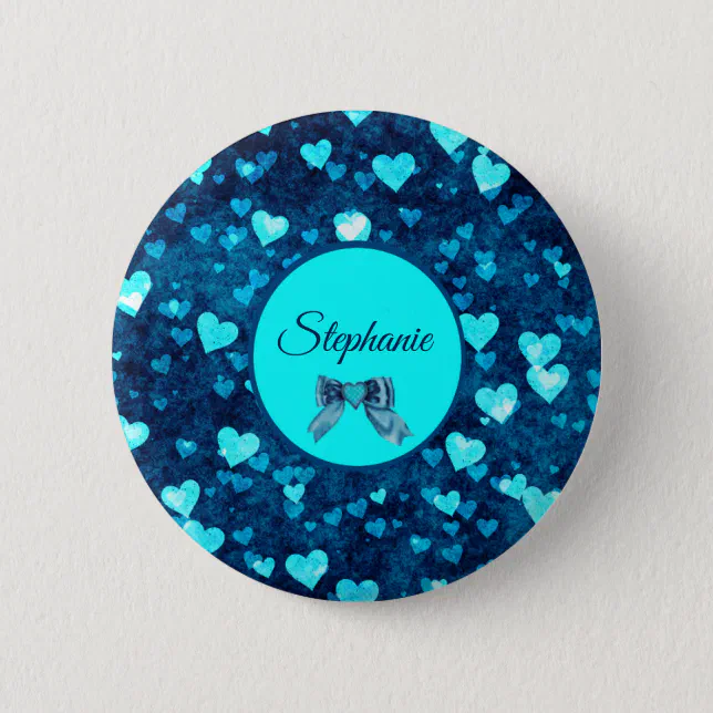 Vivid Blue Hearts Button