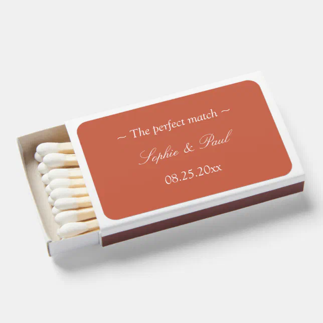 The perfect match Terracotta Wedding Matchboxes