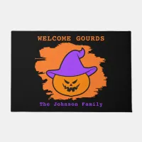 Halloween Party Eerie Jack o' Lantern Purple Hat Doormat