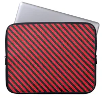 Thin Black and Red Diagonal Stripes Laptop Sleeve