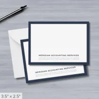 Navy Blue and Gray Business Note Card