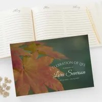 Fall Colored Leaves Celebration of Life Memorial Guest Book