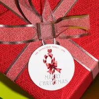 Classic Candy Cane with Red Ribbon Christmas Favor Tags