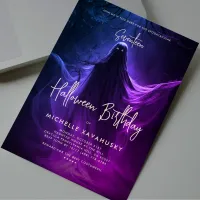 Adult Halloween Birthday Ghost Blue Purple Pink Invitation