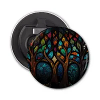 Tree of Life Mosaic Coloured leaves Stained Glass  Bottle Opener