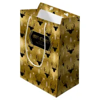 Deer Antlers Arrows Christmas Pattern Gold ID861 Medium Gift Bag