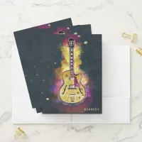 Personalized Cool Trendy Abstract Guitar Art Pocket Folder