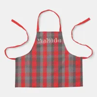 Trendy Urban Red Grey Plaid Tartan Pattern  Apron