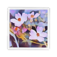 Beautiful Purple and Blue Floral Acrylic Tray