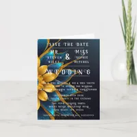 Elegant Sapphire and Gold Floral Wedding  Invitation