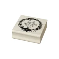 Rustic Poinsettia Wreath Holidays Return Address Rubber Stamp