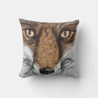 Cute Fox portrait Watercolour Throw Pillow