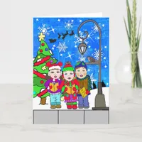 Merry Christmas Children Carolers Holiday Card