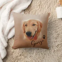 Golden Retriever Custom Dog Photo Image  Throw Pillow