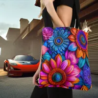 Floral pattern in boho style tote bag